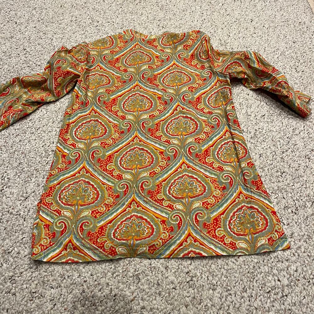 J McLaughlin Paisley Print Tunic Top Sz L Cotton Lightweight Preppy Resortwear - Picture 6 of 6